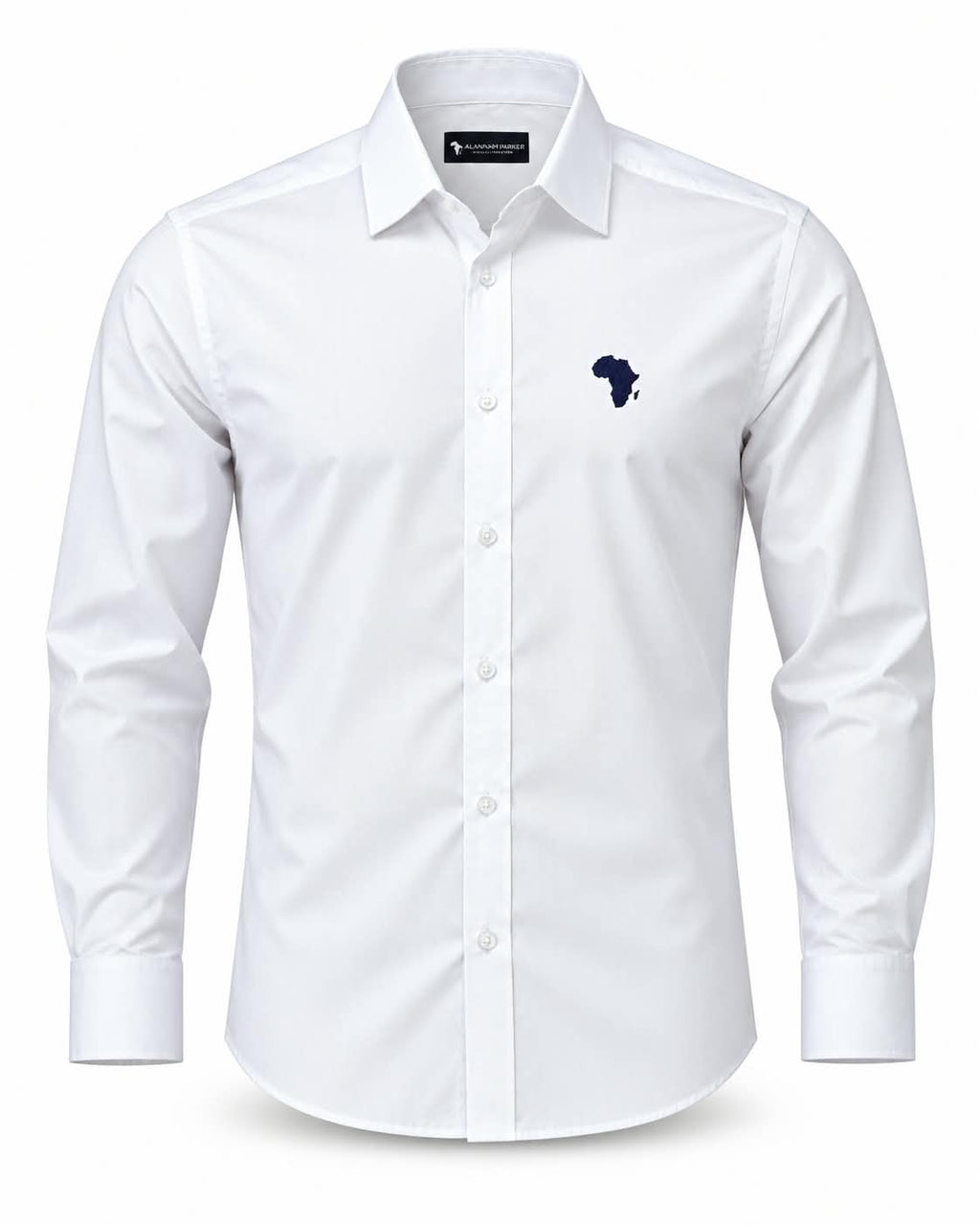 White Kwame Premium Pure-Cotton Shirt with Black Logo