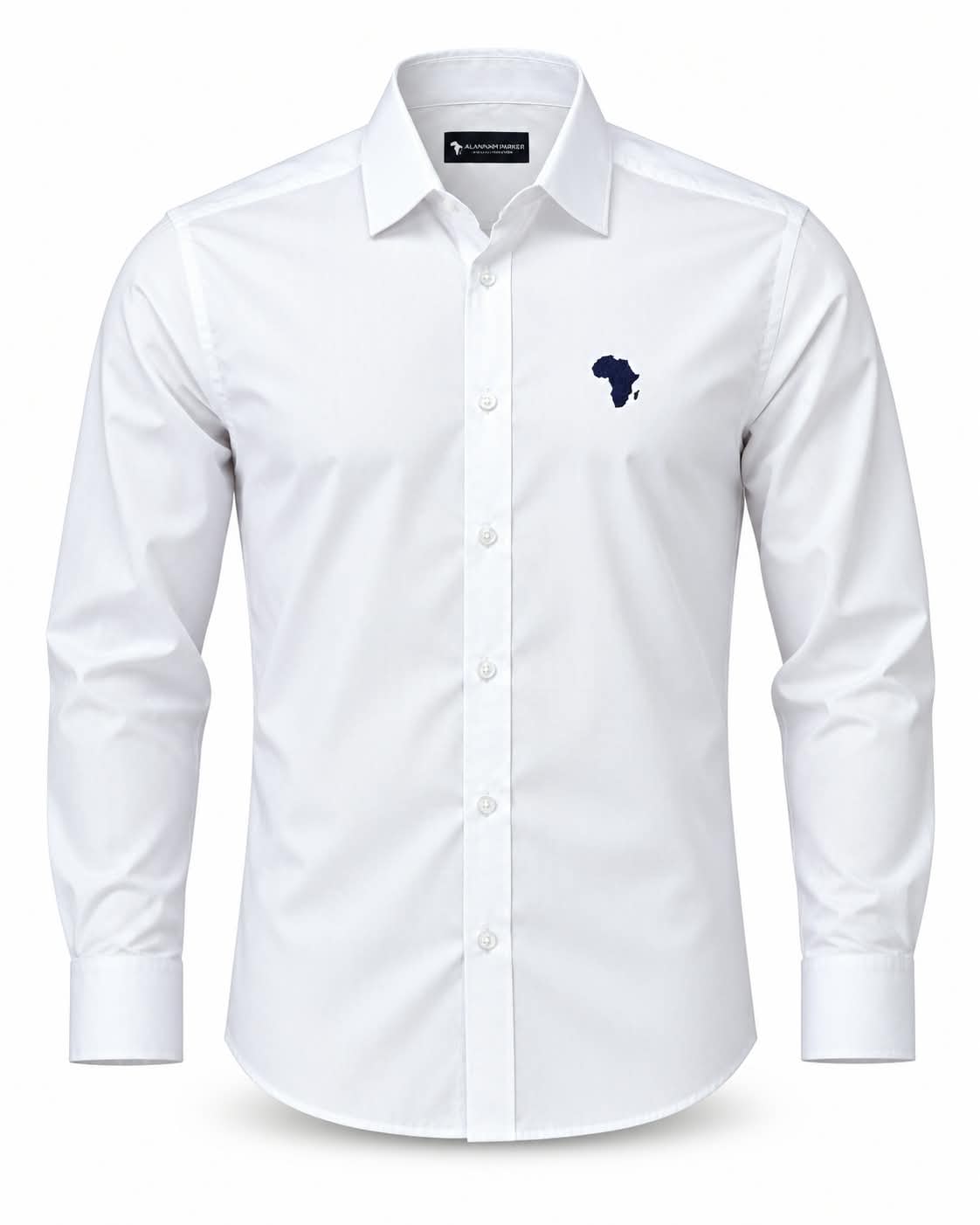 White Kwame Premium Pure-Cotton Shirt with Black Logo
