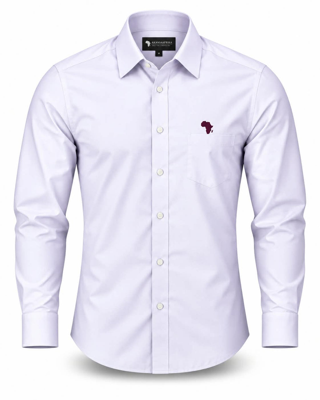 White Kwame Premium Pure-Cotton Shirt with Light Purple Logo