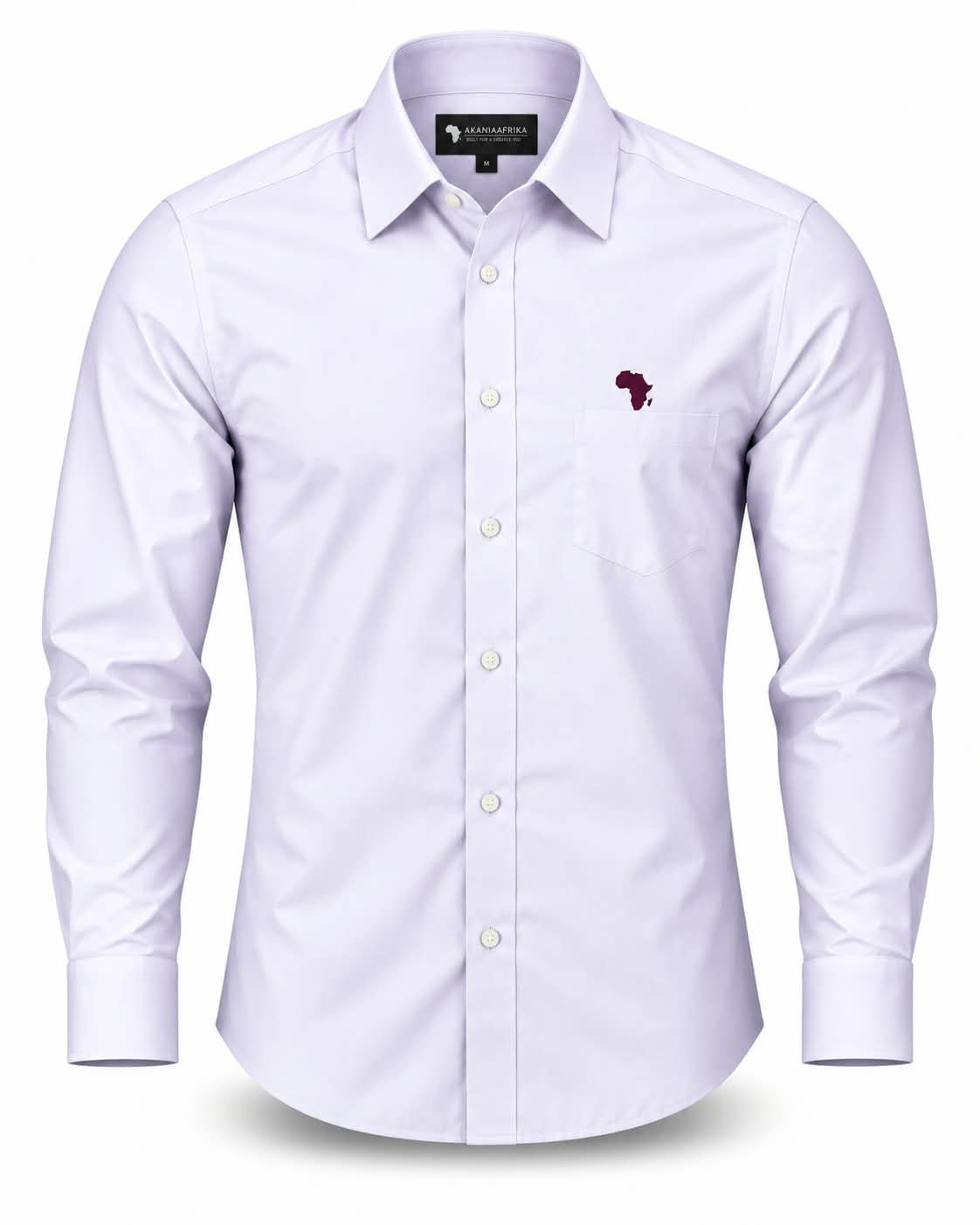 White Kwame Premium Pure-Cotton Shirt with Light Purple Logo