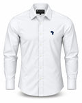 White Kwame Premium Pure-Cotton Shirt with Navy Logo
