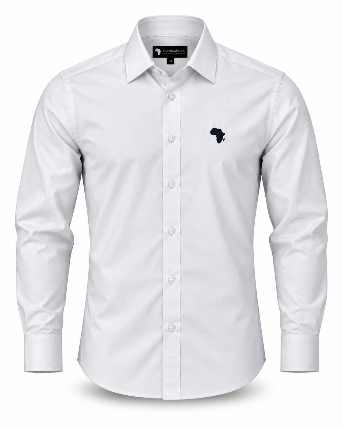 White Amani Classic Synthetic-Linen Shirt with Black Logo