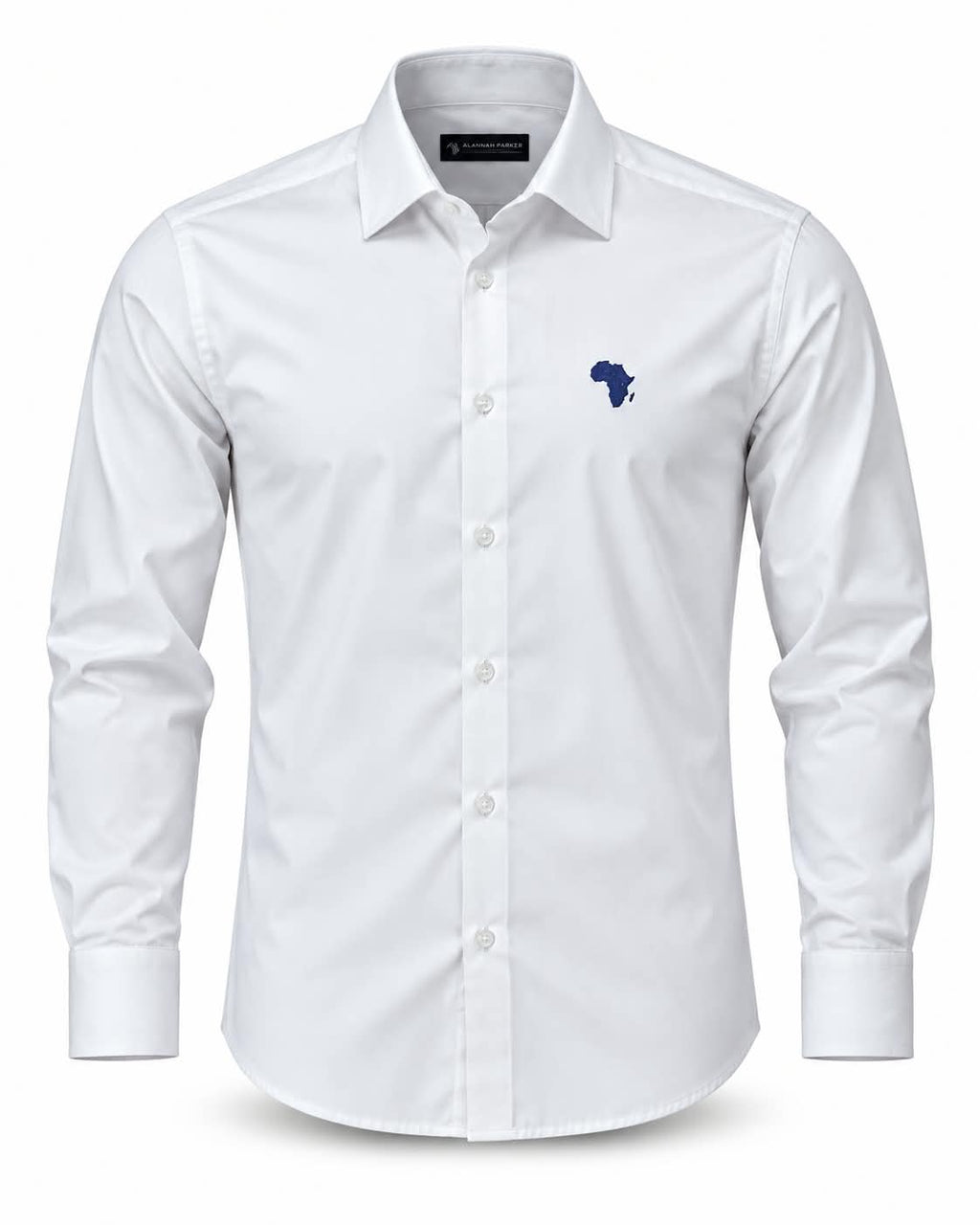 White Amani Classic Synthetic-Linen Shirt with Navy Logo