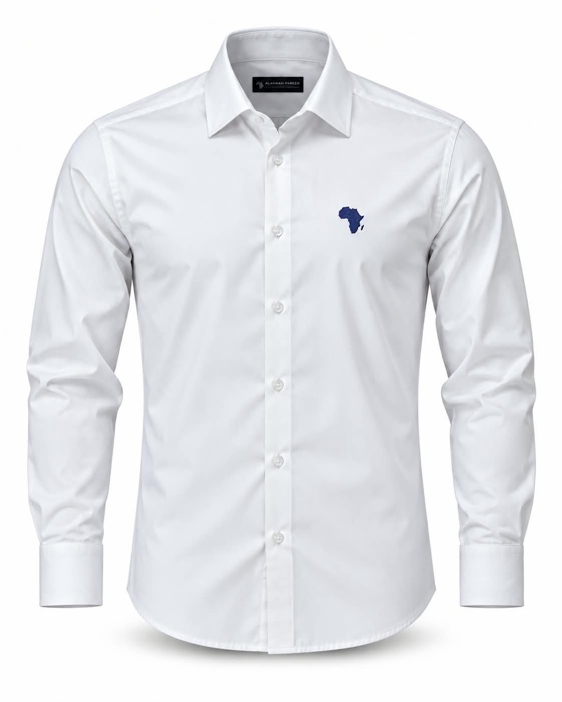 White Amani Classic Synthetic-Linen Shirt with Navy Logo